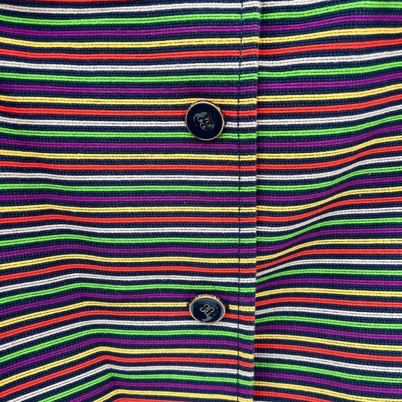 Talbots Rainbow Stripe Multicolor Cotton Mandarin Collar Blazer Jacket Size 6 - Picture 3 of 9